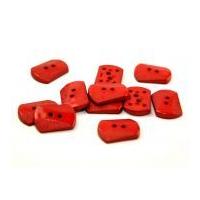 Dill Rectangular Carved Buttons Deep Red