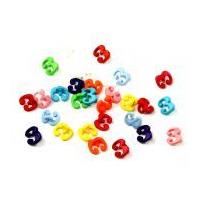 Dill Alphabet Letter & Number Buttons 10mm Assorted Colours, Number 3