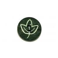 Dill Round Maple Leaf Textured Buttons 18mm Forest Green