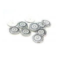 dill round large wheel patterned buttons 25mm blackwhite