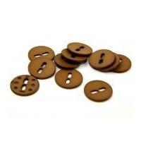 Dill Round Large Holed Matte Buttons 28mm Golden Brown