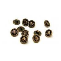 Dill Round Metal Double Heart Buttons Antique Gold