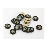 Dill Round Inlaid Flower Buttons 18mm Brown