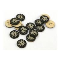 Dill Round Inlaid Flower Buttons 23mm Brown