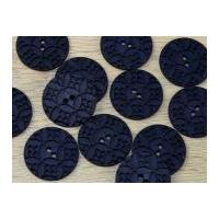 Dill Round 2 Hole Carved Pattern Buttons Navy Blue