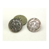 Dill Round Metal Coin Shank Buttons Silver