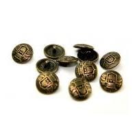 Dill Round Metal Faux Crest Buttons Antique Gold