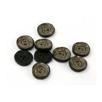 Dill Tree Bark Swirl Patterned Buttons 28mm Black/Brown