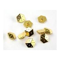 dill dice shape novelty buttons 20mm gold