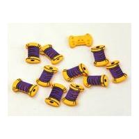 Dill Sewing Spool Shape Buttons 25mm Yellow/Purple