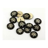 Dill Round Inlaid Flower Buttons 28mm Brown