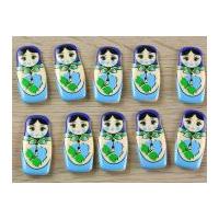 Dill Russian Doll Shaped Novely 2 Hole Plastic Buttons Blue