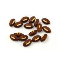 Dill American Football Shape Novelty Buttons 20mm Brown