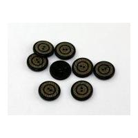 Dill Wood Effect Rimmed Buttons 23mm Black, Brown