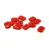 Dill Rectangular Carved Buttons Deep Red