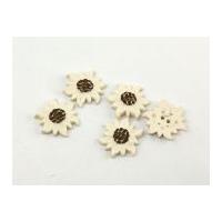 Dill Natural Flower Shape Buttons 32mm Cream & Brown