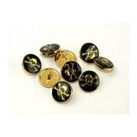 Dill Round Skull & Crossbone Shank Buttons 20mm Black/Gold