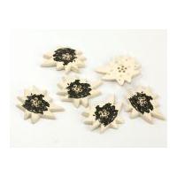 Dill Natural Flower Shape Buttons 50mm Cream & Brown