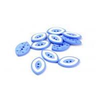 Dill Two Tone Eye Shape Buttons Blue