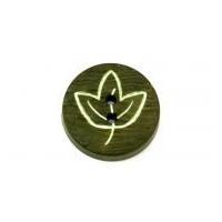 Dill Round Maple Leaf Textured Buttons 18mm Olive Green