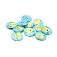 Dill Round Floral Buttons 25mm Aqua/Multi