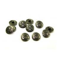 Dill Round Metal Faux Crest Buttons Antique Silver