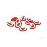 Dill Two Tone Eye Shape Buttons Red