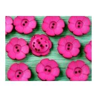 Dill Flower Shape 2 Hole Plastic Buttons Cerise Pink