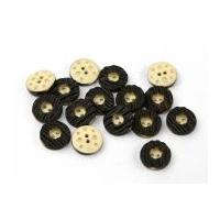 dill wood effect round buttons 20mm brown