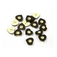 Dill Wood Effect Heart Buttons 20mm Brown