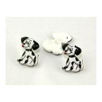 Dill Dalmatian Dog Shape Novelty Buttons 23mm Black & White