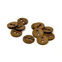 Dill Round Large Holed Matte Buttons 20mm Golden Brown