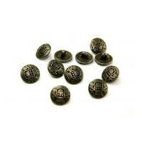 Dill Round Metal Faux Crest Buttons Antique Silver