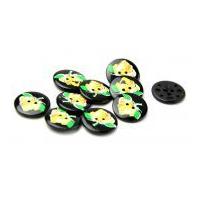 Dill Round Floral Buttons 25mm Black/Multi