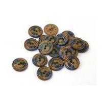 Dill Round Textured Buttons 28mm Brown & Blue