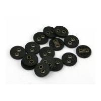 Dill Vintage Style Leather Effect Button Black