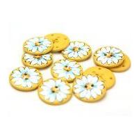 Dill Bright Flower Print Buttons 34mm Yellow