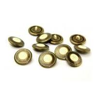 Dill Round Metal Vintage Style Buttons Antique Gold/White