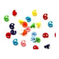 Dill Alphabet Letter & Number Buttons 10mm Assorted Colours, Number 6