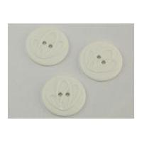 Dill Round Embossed Swirl Buttons 25mm White