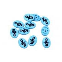 Dill Treble Clef Musical Note Oval Buttons 25mm Blue