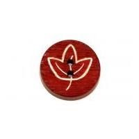 Dill Round Maple Leaf Textured Buttons 18mm Brick Red