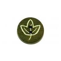 dill round maple leaf textured buttons 28mm olive green