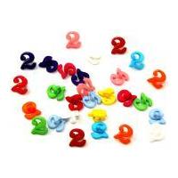 Dill Alphabet Letter & Number Buttons 10mm Assorted Colours, Number 2