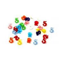 Dill Alphabet Letter & Number Buttons 10mm Assorted Colours, Number 5