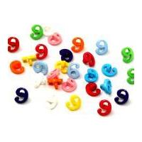 Dill Alphabet Letter & Number Buttons 10mm Assorted Colours, Number 9