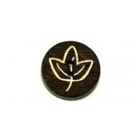 Dill Round Maple Leaf Textured Buttons 18mm Dark Brown