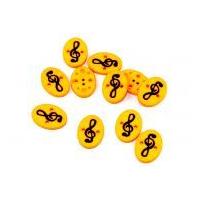 Dill Treble Clef Musical Note Oval Buttons 25mm Yellow
