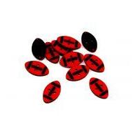 Dill Rugby Ball Shape Sport Buttons 25mm Red & Brown