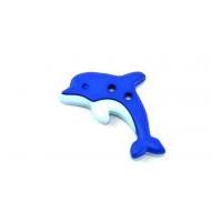 Dill Novelty Dolphin Shape Buttons 30mm Blue